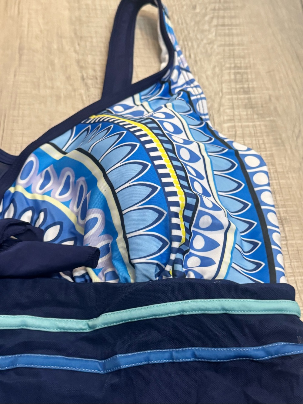Navy Blue Printed Tankini Swimdress - Picture 4 of 8